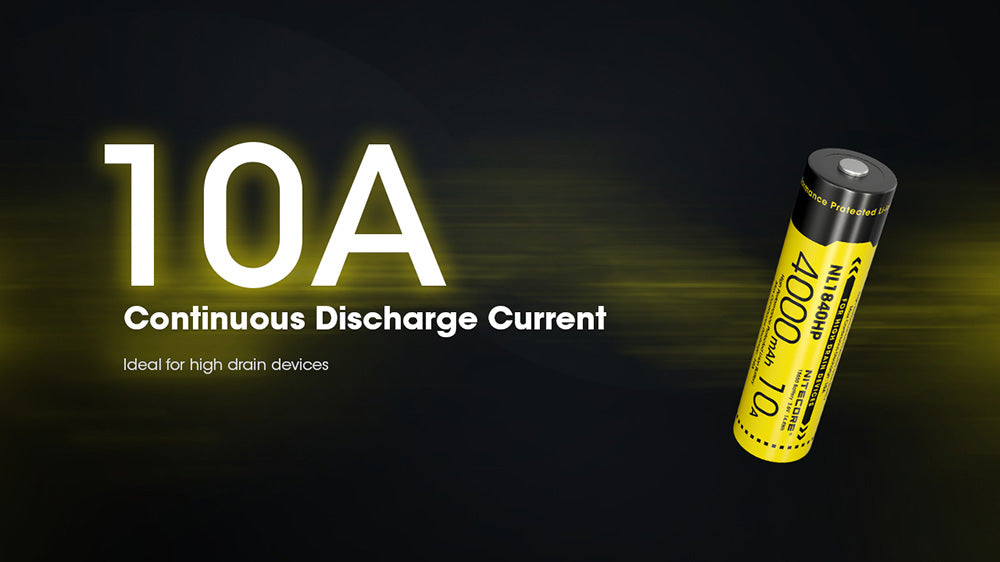 Nitecore NL1840HP 4000mAh Rechargeable 18650 Battery - 10A High Performance