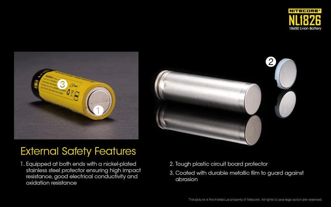 Nitecore NL1826 2600mAh Rechargeable 18650 Battery
