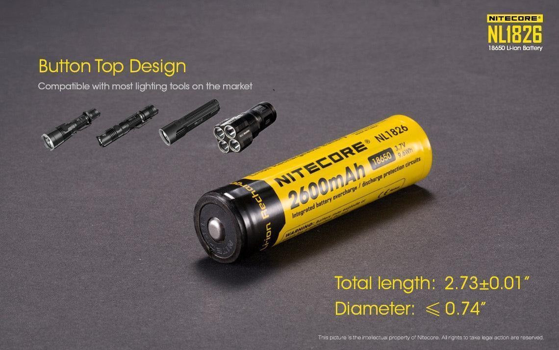 Nitecore NL1826 2600mAh Rechargeable 18650 Battery