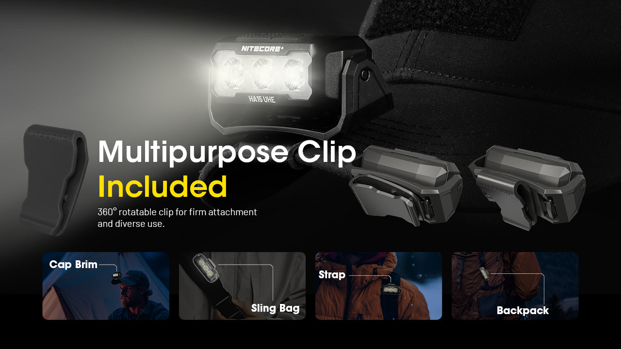 Nitecore HA15 UHE Headlamp 400 Lumens Rechargeable USB-C - Red Light - Ultra-Lightweight