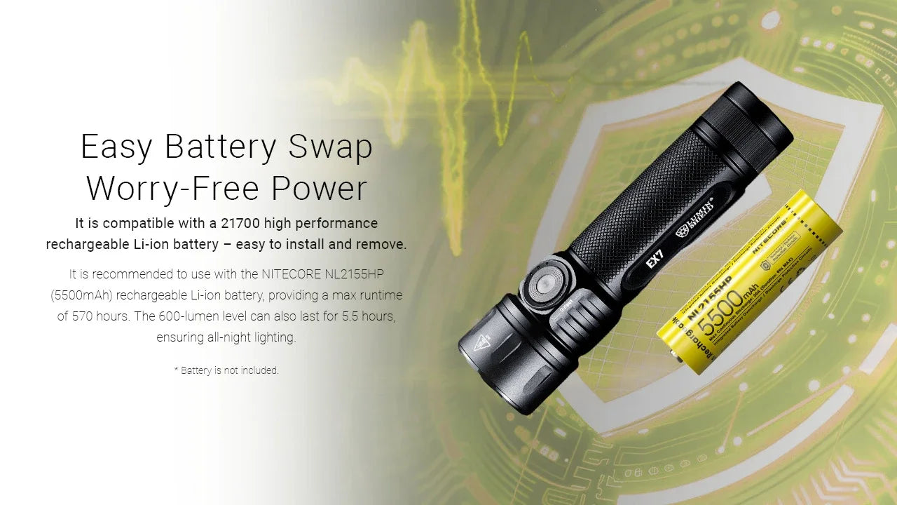Nitecore EX7 6000 Lumens - Flashlight Rechargeable USB-C - Customizable Beam