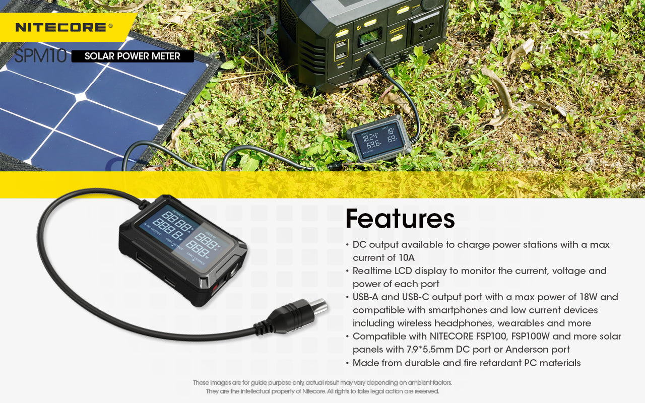 Nitecore SPM10 Solar Power Meter - Real-Time LCD Display - USB-C