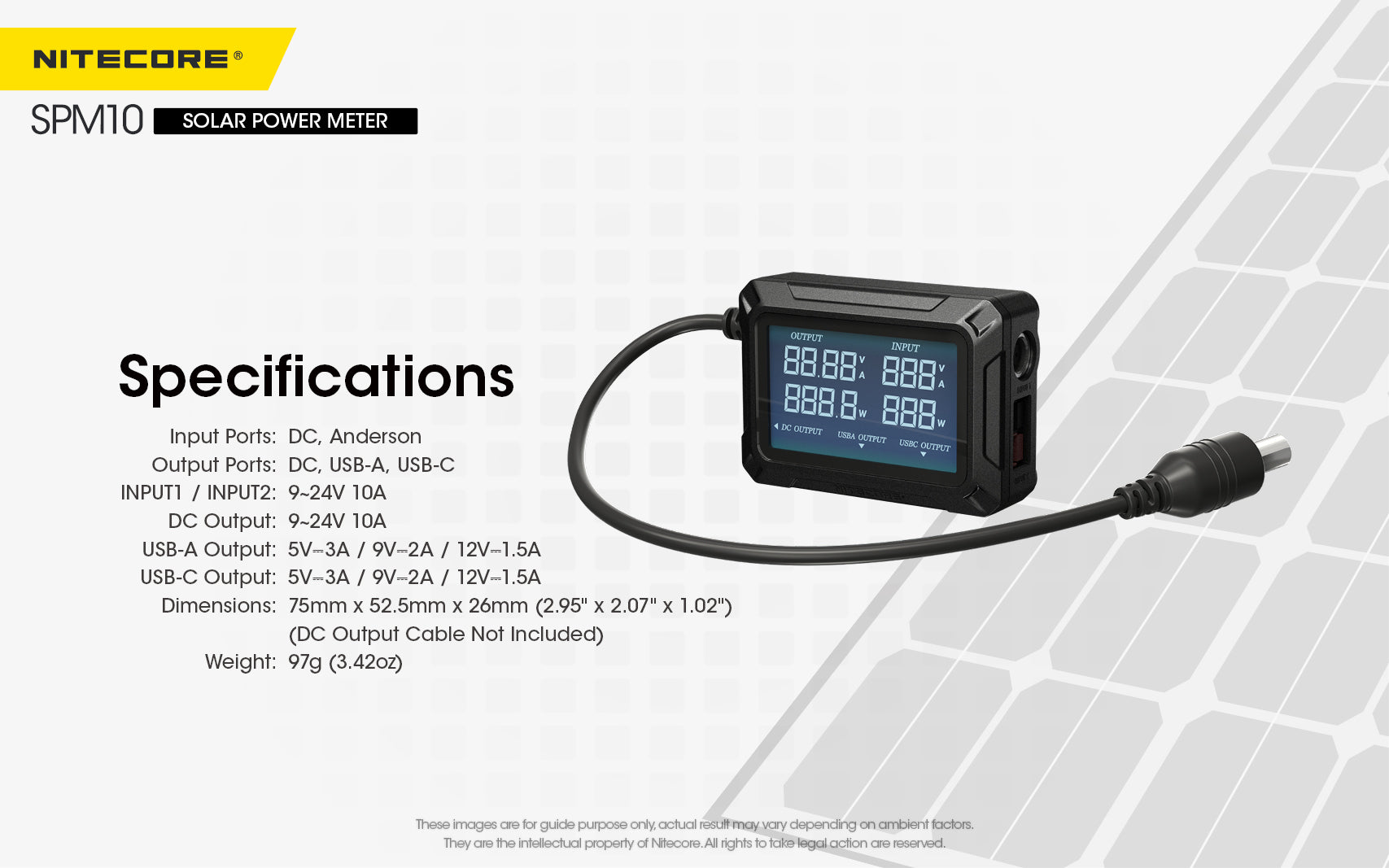 Nitecore SPM10 Solar Power Meter - Real-Time LCD Display - USB-C