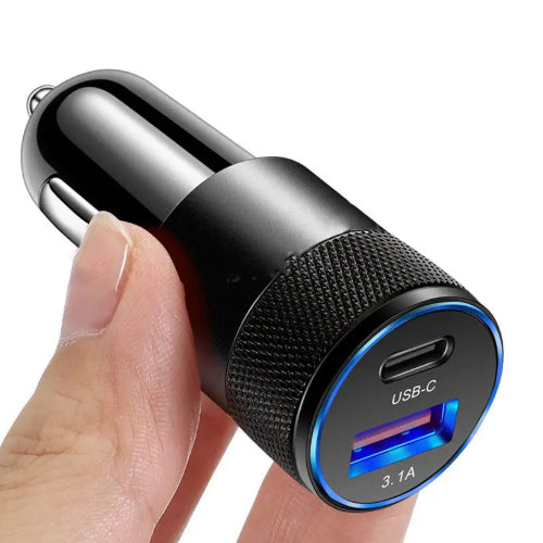 Fast car charger with 2 USB charging outlets 15W