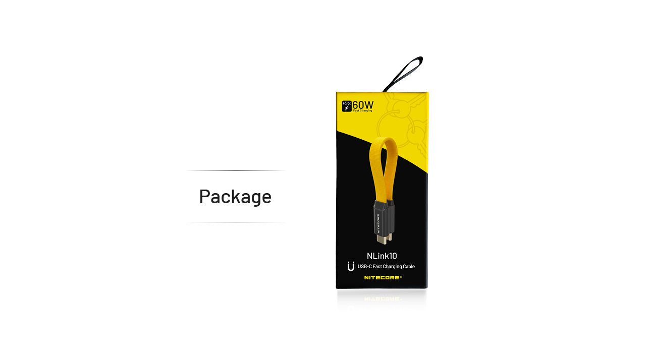 Nitecore NLink10 Fast Charging USB-C Cable 60W - Compact Magnetic - Gold-Plated Connectors PD QC