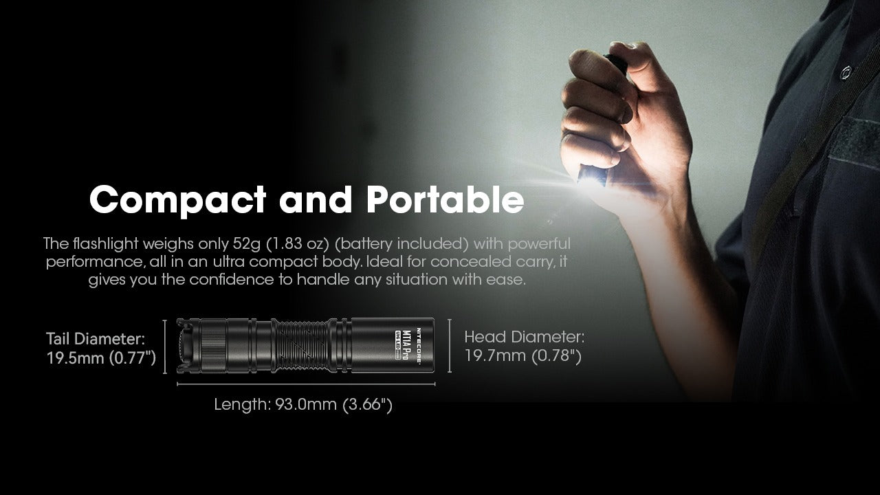 Nitecore MT1A Pro 800 Lumens - Compact EDC Flashlight USB-C Rechargeable AA Compatible