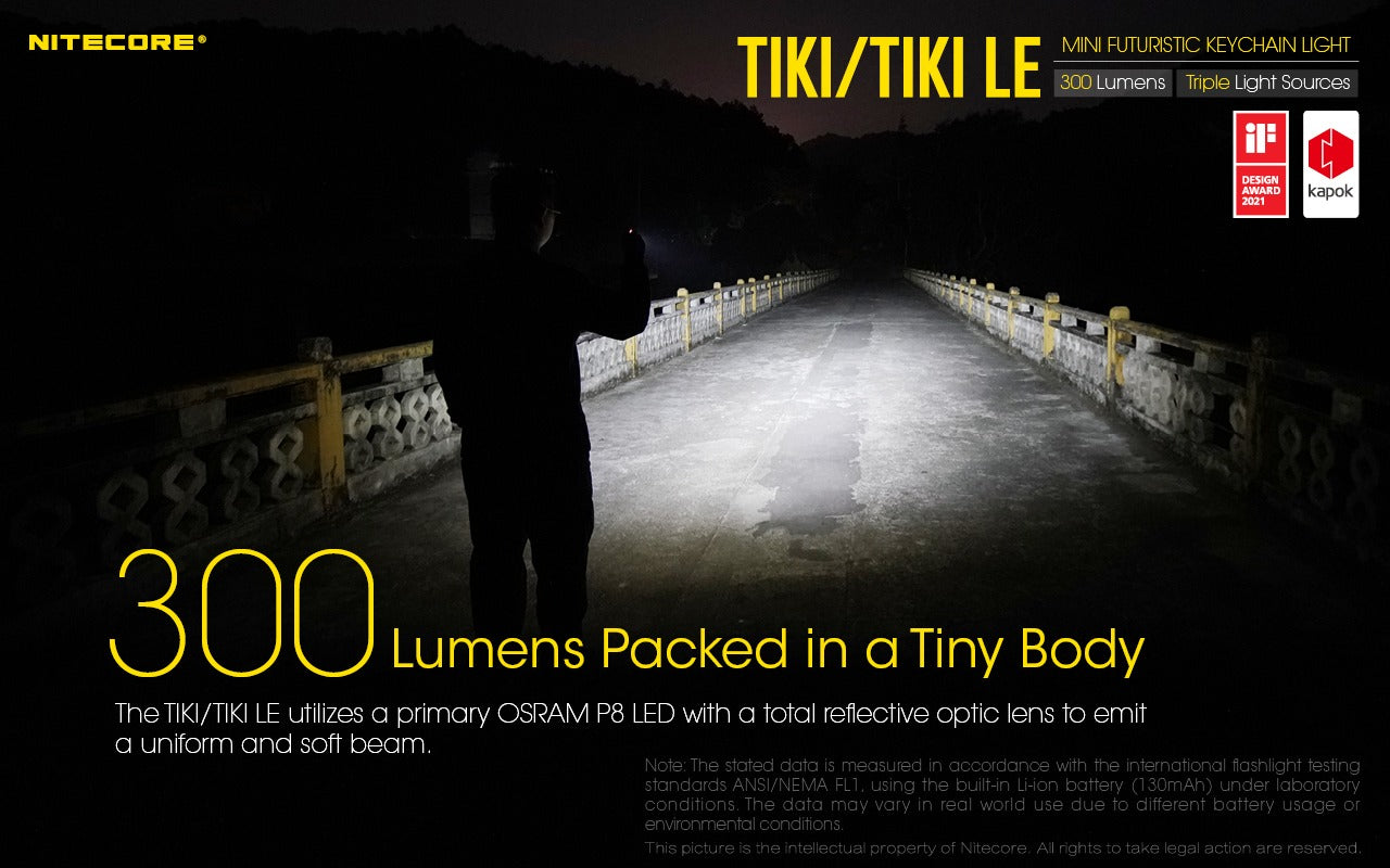 Nitecore TIKI 300 Lumens - EDC Keychain Light USB-C Triple Source UV CRI90