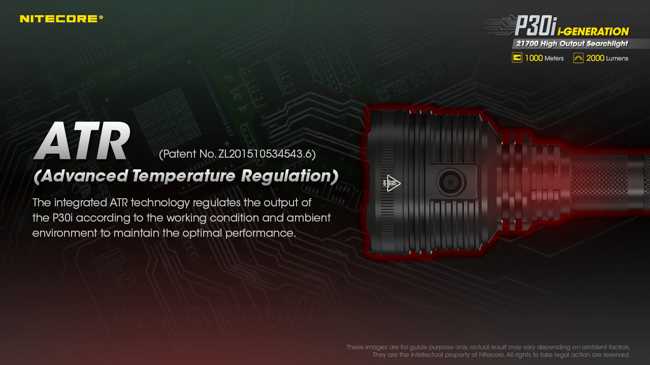 Nitecore P30i 2000 Lumens - Lampe Tactique Longue Portée Rechargeable USB-C - Portée 1000m - Interrupteur Déporté RSW2i