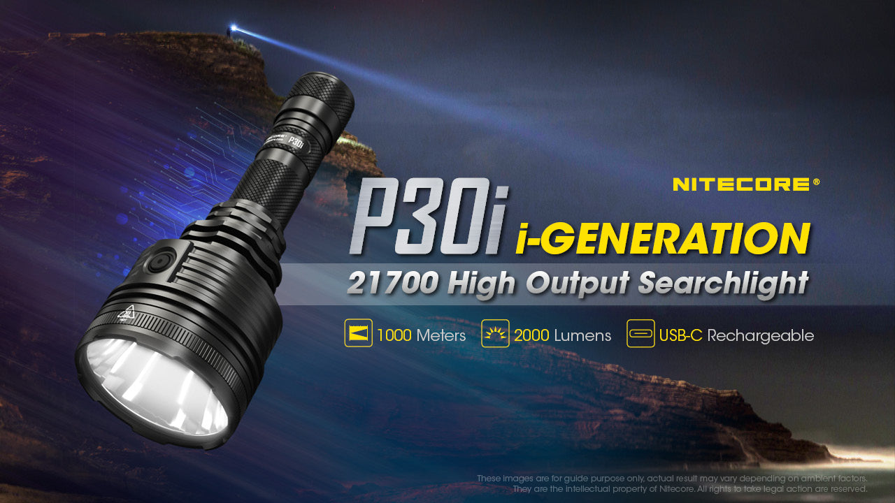 Nitecore P30i 2000 Lumens - Lampe Tactique Longue Portée Rechargeable USB-C - Portée 1000m - Interrupteur Déporté RSW2i