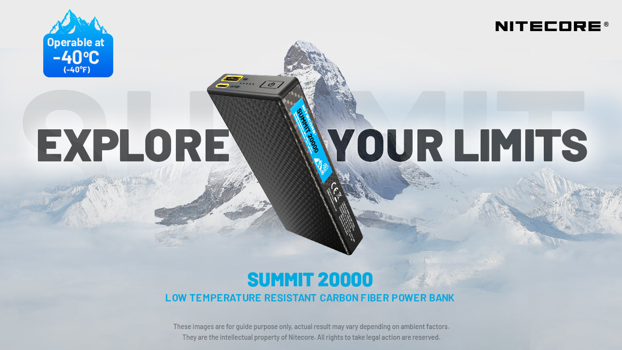 Batterie Externe Nitecore SUMMIT 20000 20000mAh - Températures Extrêmes -40°C - Power bank fibre de carbone