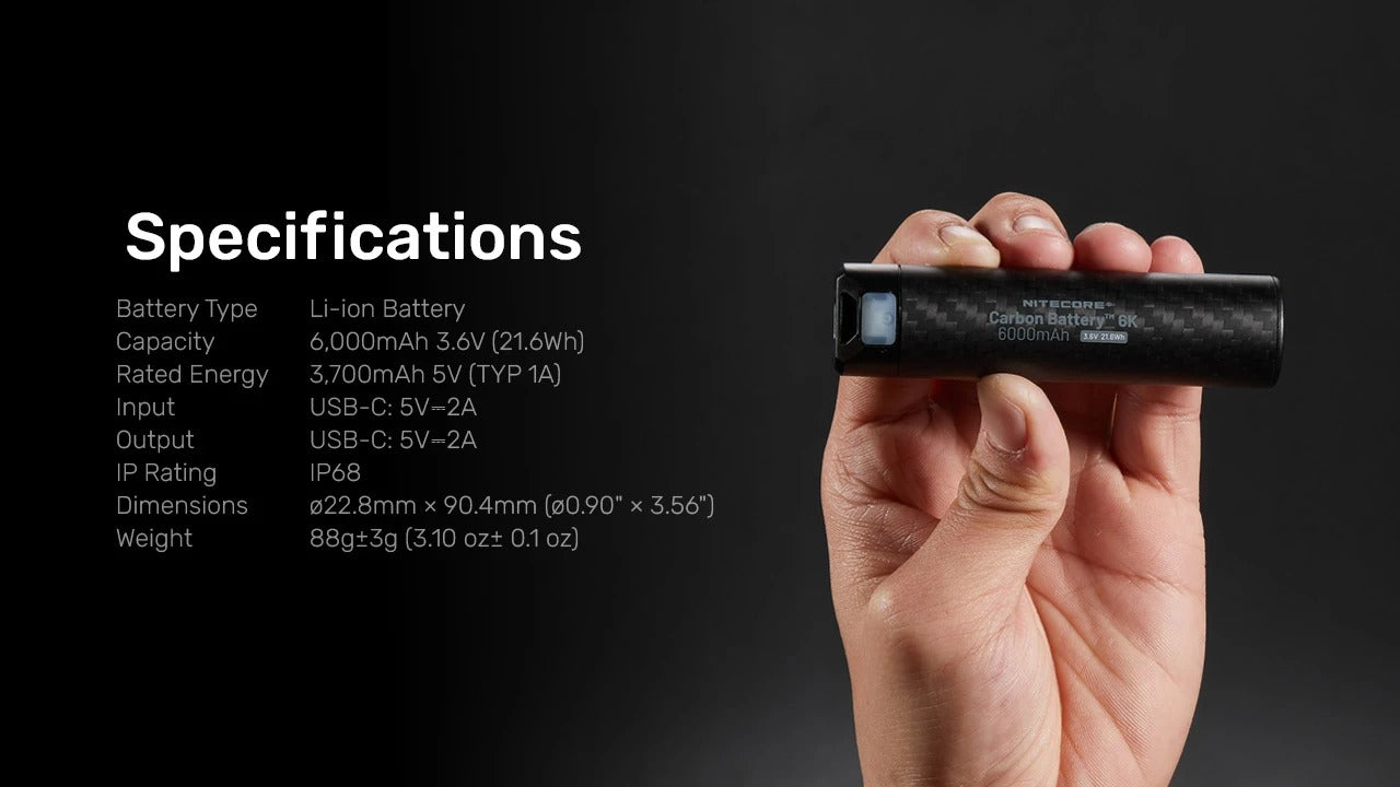 Nitecore Carbon Battery 6K Power Bank USB-C 6000mAh