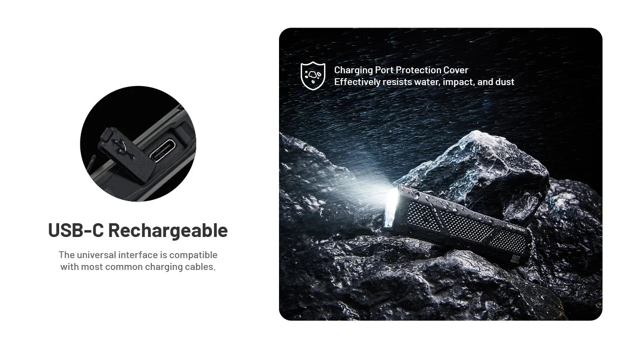 Nitecore EDC17 Flashlight 1500 Lumens - White LED + UV + Green Laser - Flat Design - Rechargeable USB-C