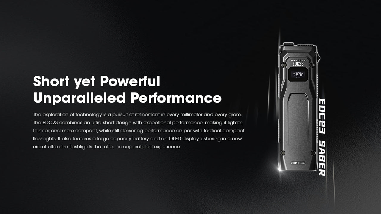 Lampe Torche Ultra Fine Nitecore EDC23 2500 Lumens - Rechargeable USB-C