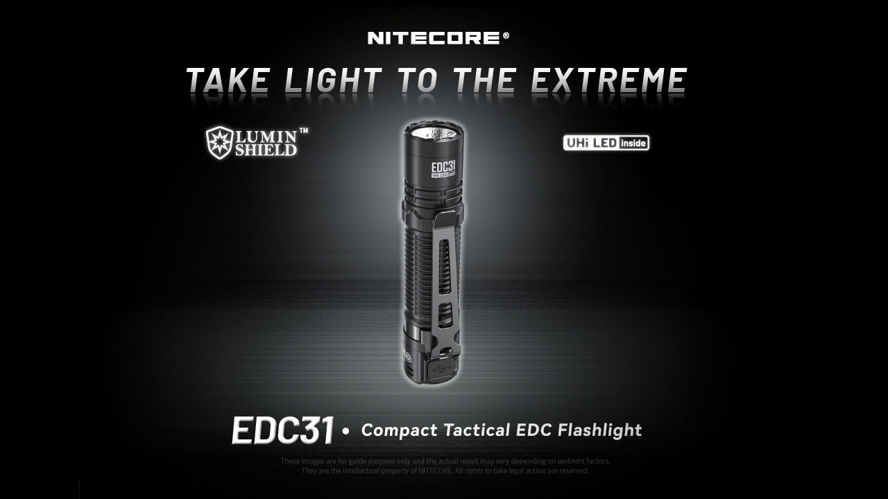 Lampe Torche Nitecore EDC31 3500 Lumens - Rechargeable USB-C - Double Mode Verrouillage - IP68