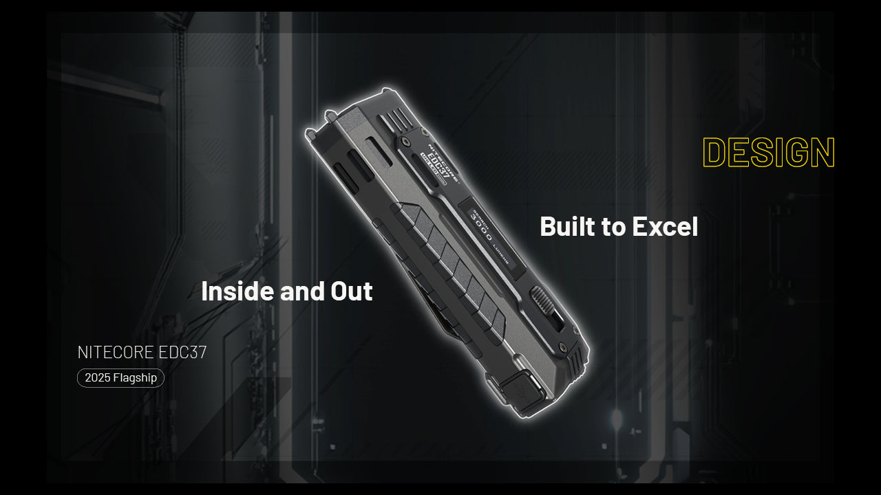 Lampe Torche Nitecore EDC37 8000 Lumens - Rechargeable USB-C - Écran OLED - Acier Inoxydable