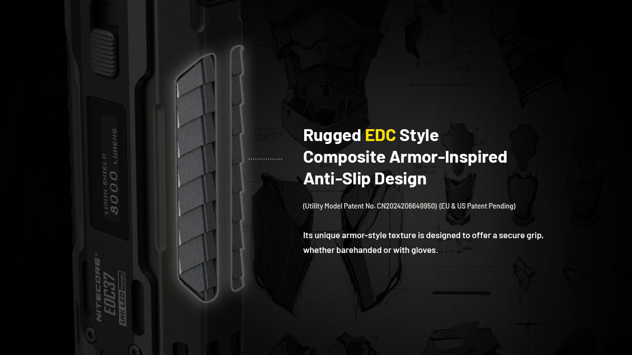 Lampe Torche Nitecore EDC37 8000 Lumens - Rechargeable USB-C - Écran OLED - Acier Inoxydable