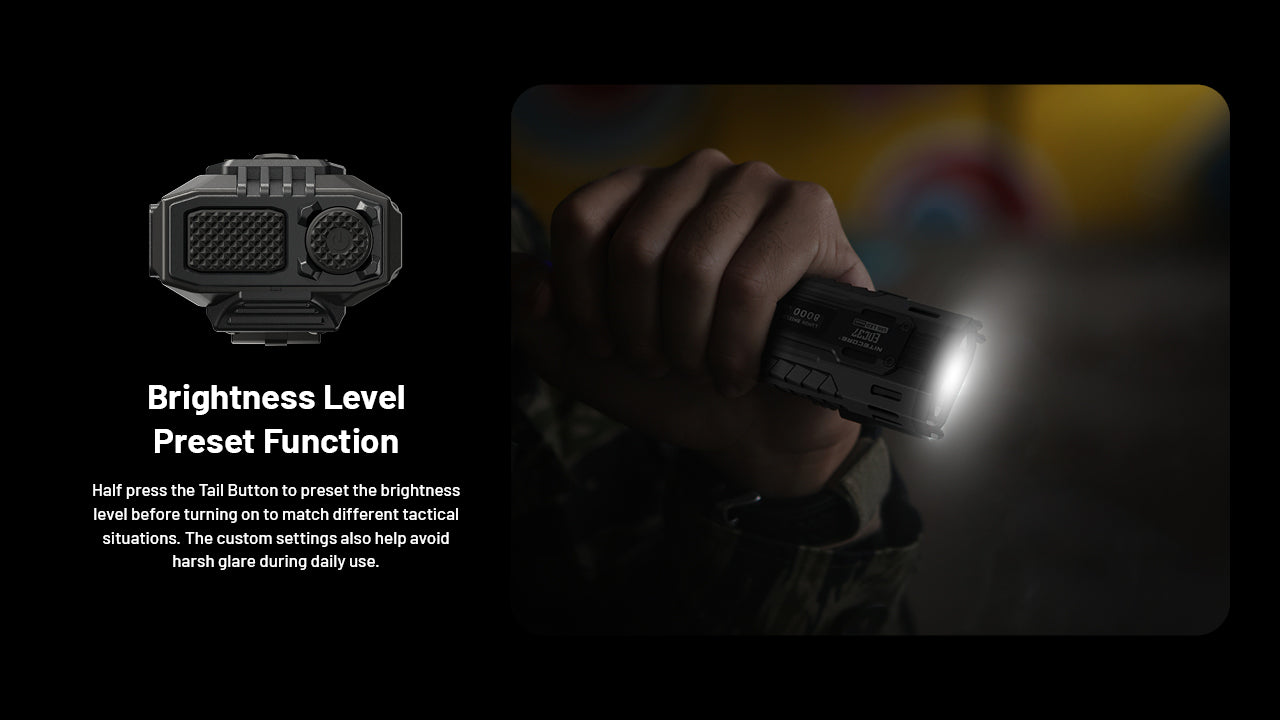 Lampe Torche Nitecore EDC37 8000 Lumens - Rechargeable USB-C - Écran OLED - Acier Inoxydable