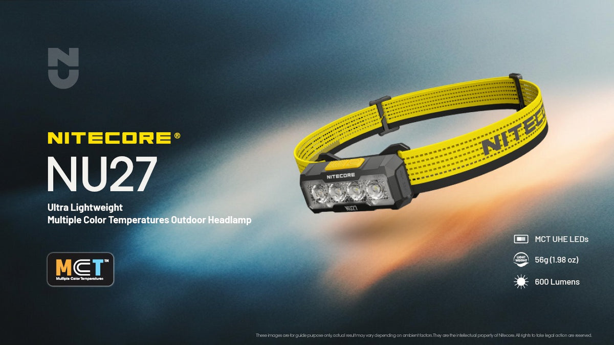 Nitecore NU27 Headlamp 600 Lumens - Rechargeable USB-C - MCT 3 Color Temperatures