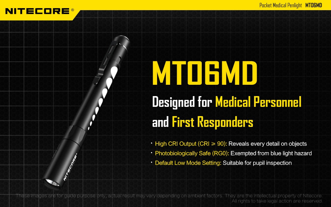 Nitecore MT06MD 180 Lumens - Medical Penlight Nichia CRI90 5000K 2x AAA