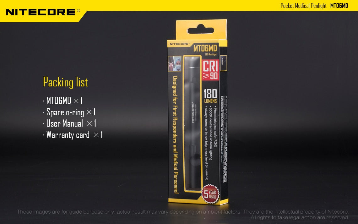 Nitecore MT06MD 180 Lumens - Medical Penlight Nichia CRI90 5000K 2x AAA