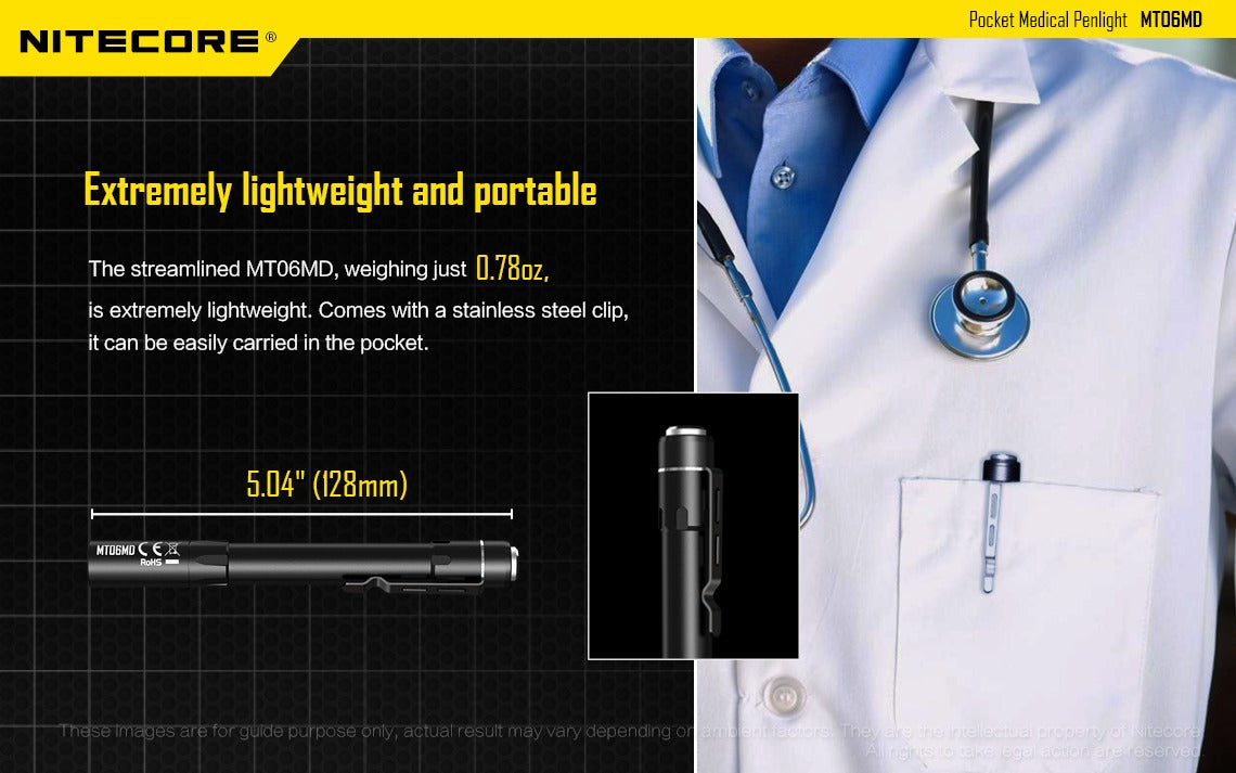 Nitecore MT06MD 180 Lumens - Medical Penlight Nichia CRI90 5000K 2x AAA