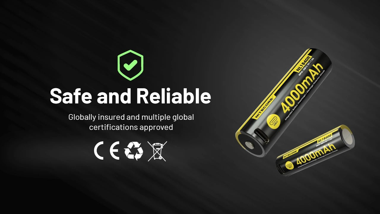 Batterie Nitecore NL1840R 4000mAh Rechargeable 18650 USB-C - Haute Performance
