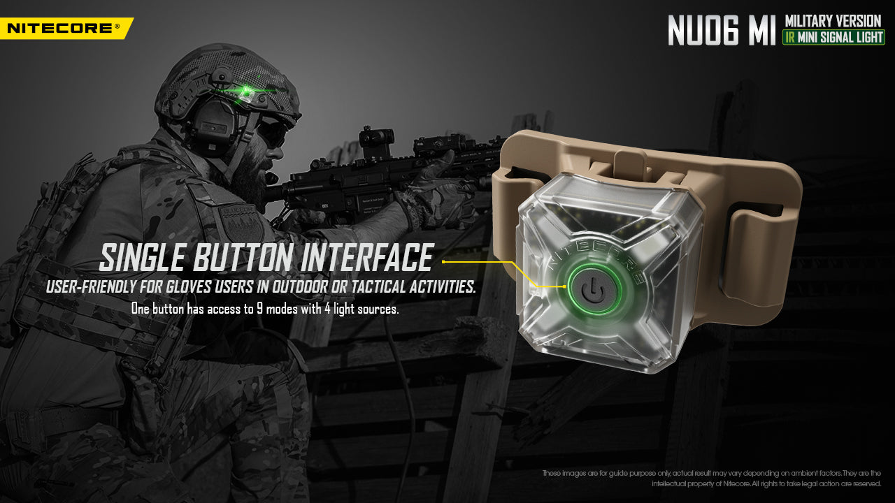 Lampe de Signalisation Nitecore NU06 MI 8 Lumens 4 LED (Rouge/Bleu/Vert/IR) - Rechargeable USB-C - Militaire