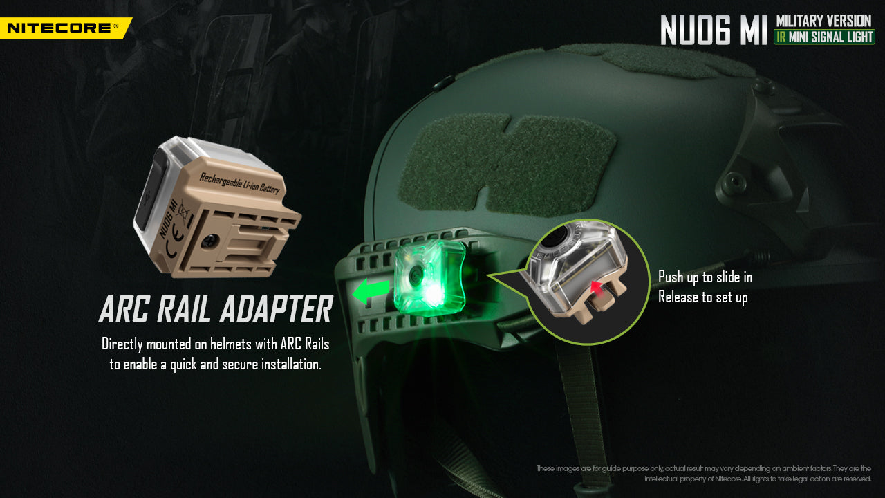 Lampe de Signalisation Nitecore NU06 MI 8 Lumens 4 LED (Rouge/Bleu/Vert/IR) - Rechargeable USB-C - Militaire