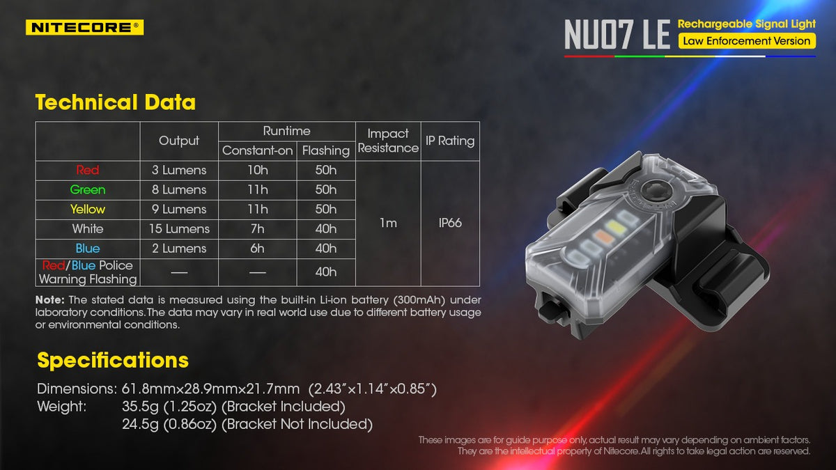 Nitecore NU07 LE 5-Color 11-Mode Rechargeable USB-C Signal Light Tactical
