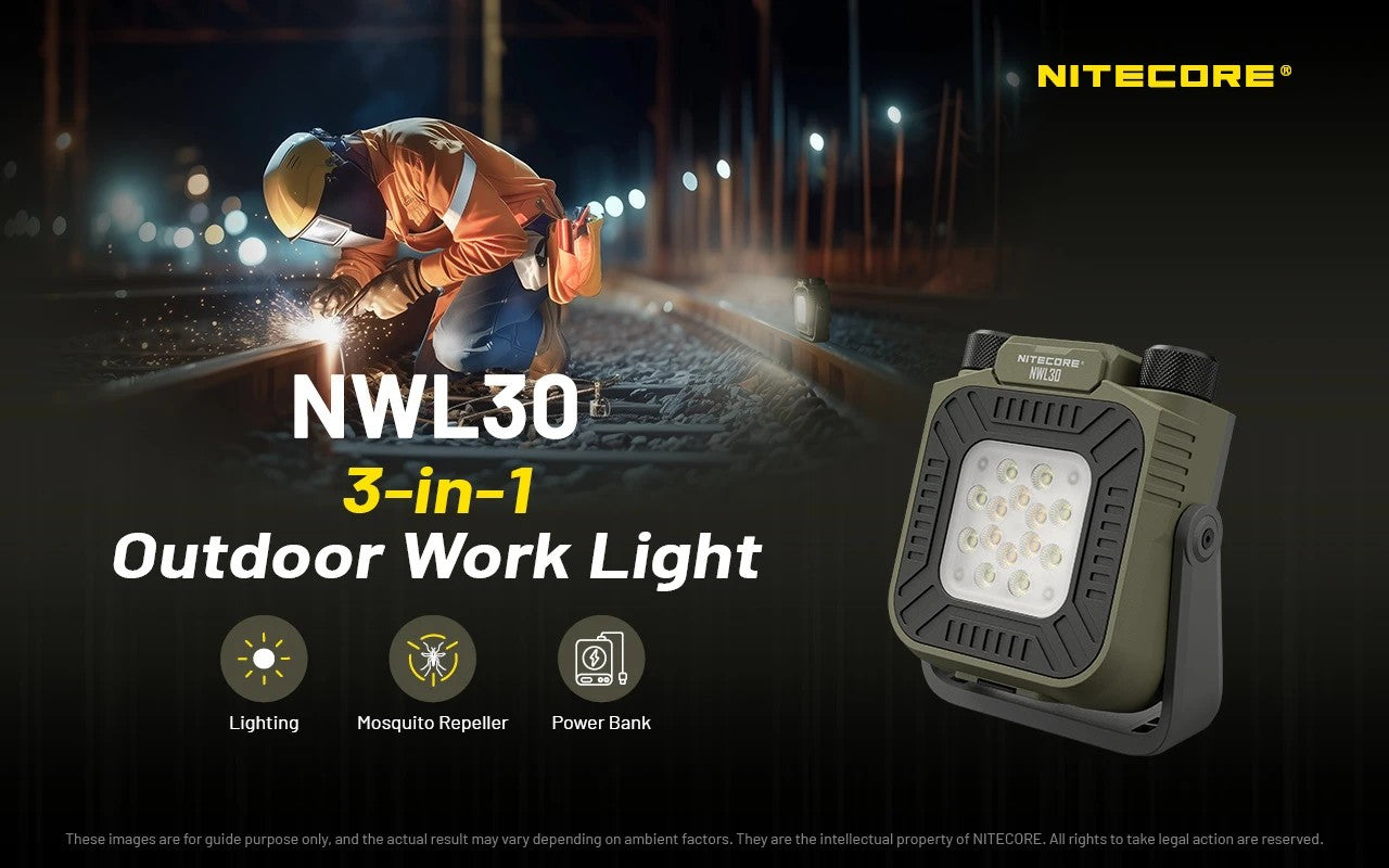 Nitecore NWL30 3000 Lumens - Lampe de Travail 3 en 1 - Anti-moustique - Powerbank - Rechargeable USB-C