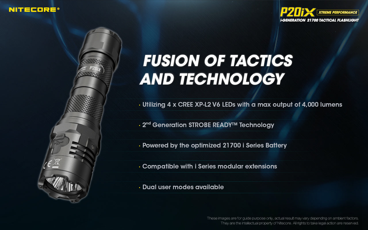 Nitecore P20iX 4000 Lumens - Tactical Flashlight Rechargeable USB-C - STROBE READY