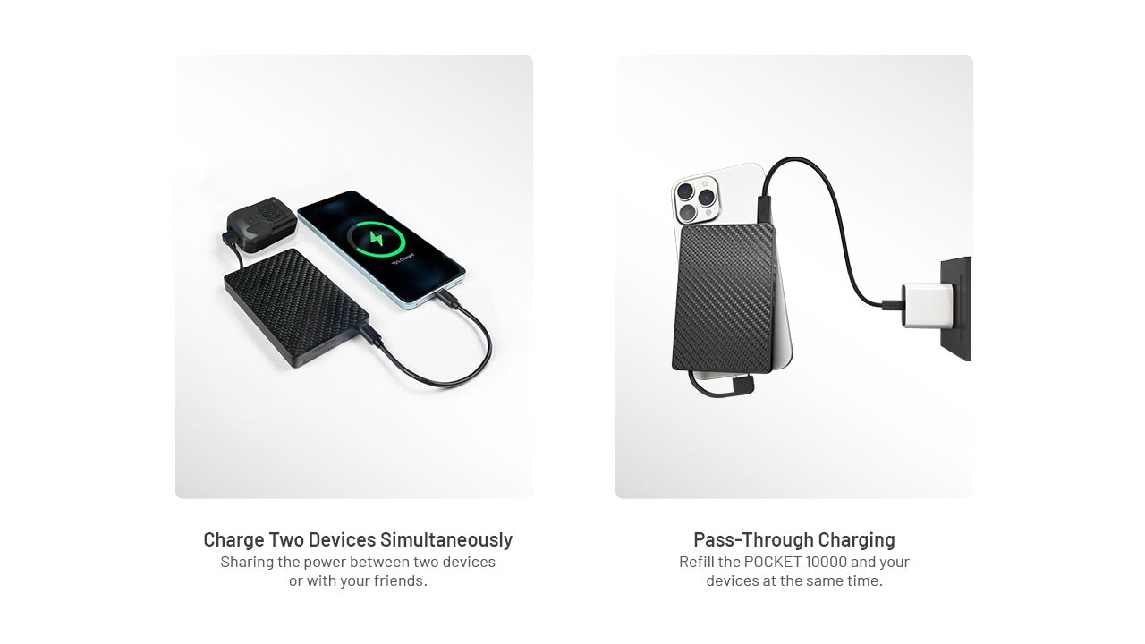 Nitecore Pocket 10000- Batterie Externe Powerbank Carbone 10000mAh - câble USB-C intégré