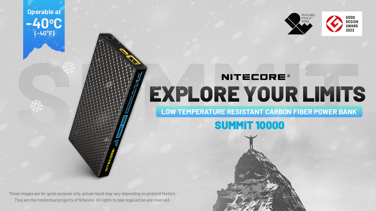 Batterie Externe Nitecore SUMMIT 10000 10000mAh - Températures Extrêmes -40°C - Power bank fibre de carbone