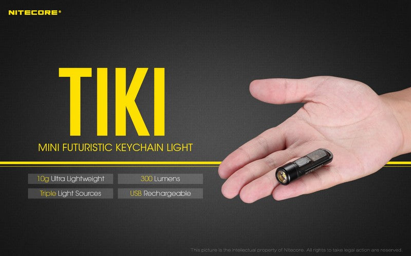 Nitecore TiKi LE 300 Lumens - Mini Lampe de poche Porte-Clés Rechargeable USB