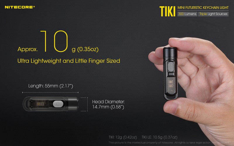 Nitecore TiKi LE 300 Lumens - Mini Lampe de poche Porte-Clés Rechargeable USB
