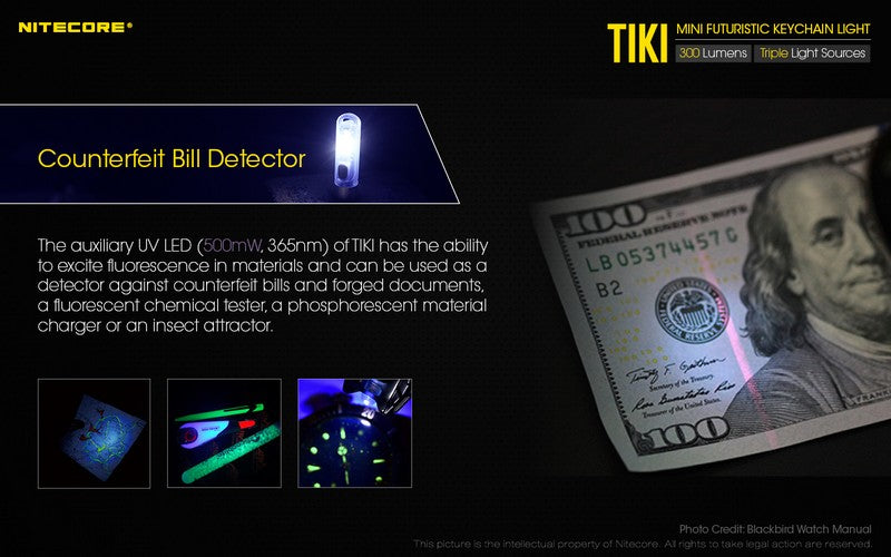 Nitecore TiKi LE 300 Lumens - Mini Lampe de poche Porte-Clés Rechargeable USB