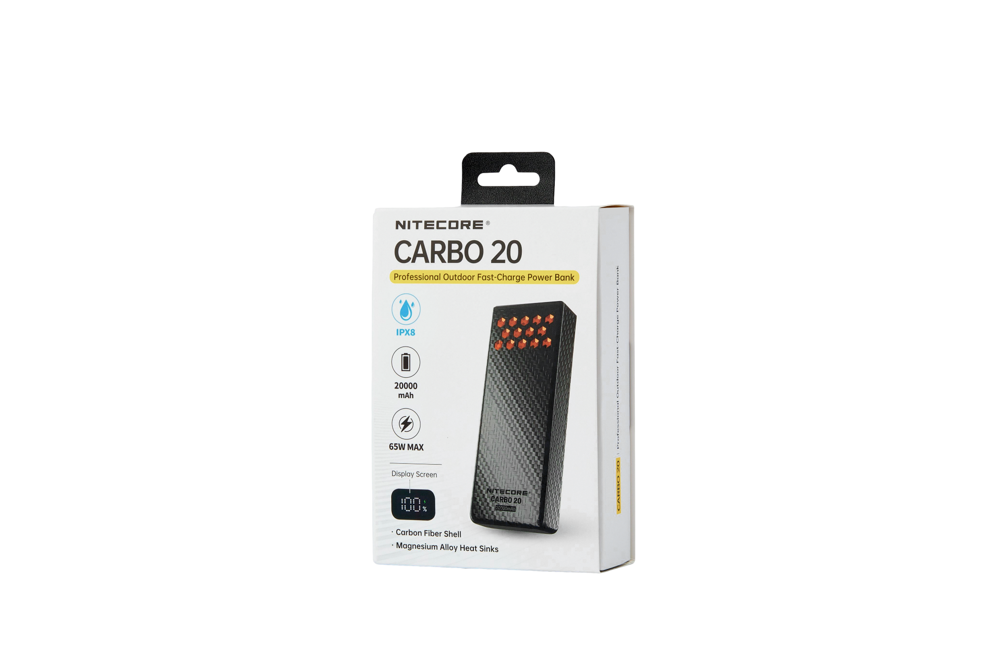 Nitecore CARBO 20 Power Bank 20000mAh - 65W Fast Charging USB-C - Carbon Fiber IPX8