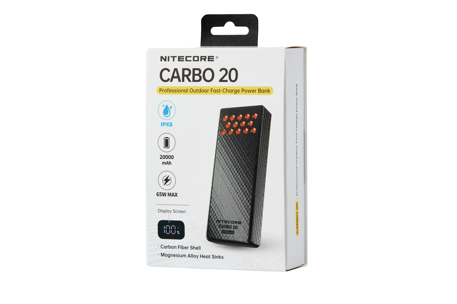 Nitecore CARBO 20 Power Bank 20000mAh - 65W Fast Charging USB-C - Carbon Fiber IPX8