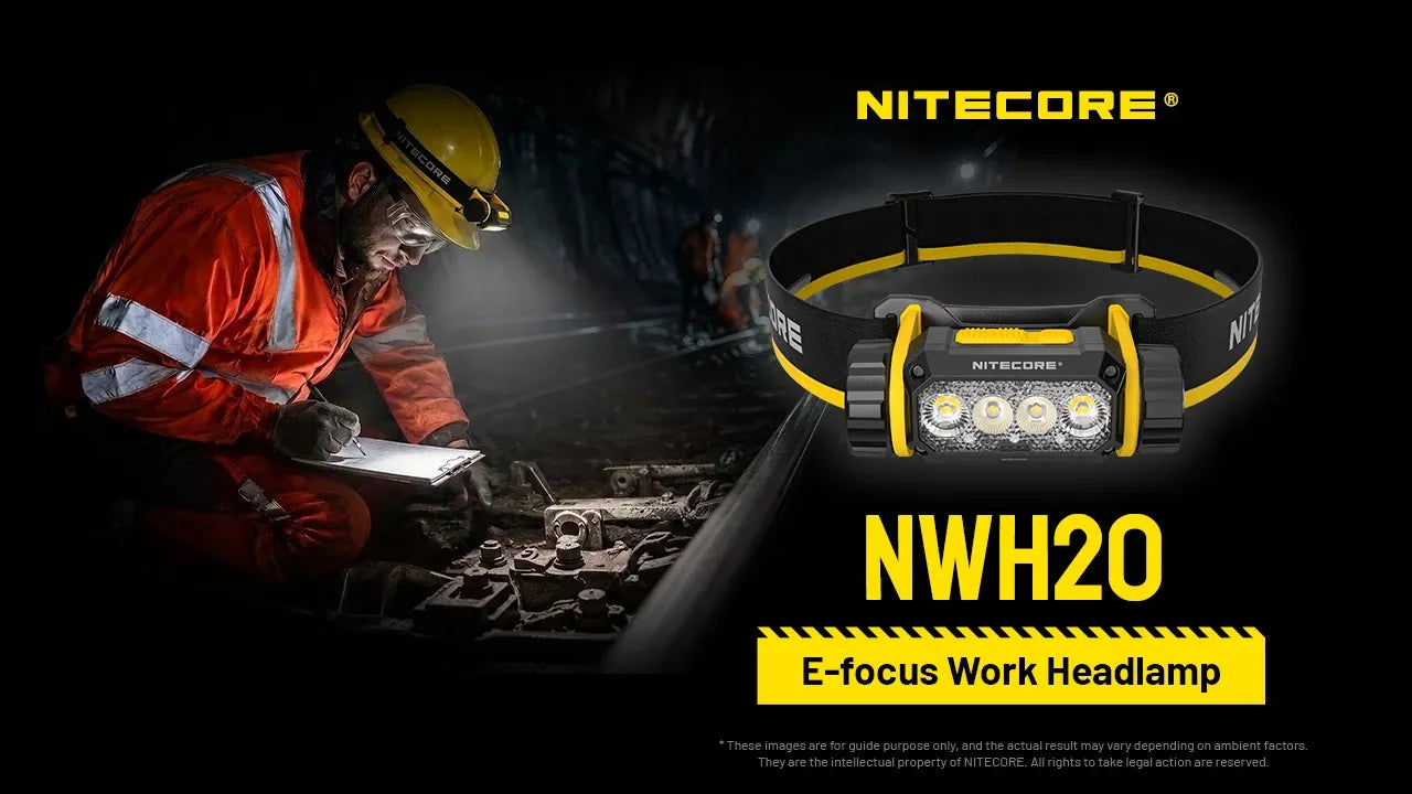Nitecore NWH20 600 Lumens - Professional Rechargeable Headlamp E-Focus Electronic USB-C