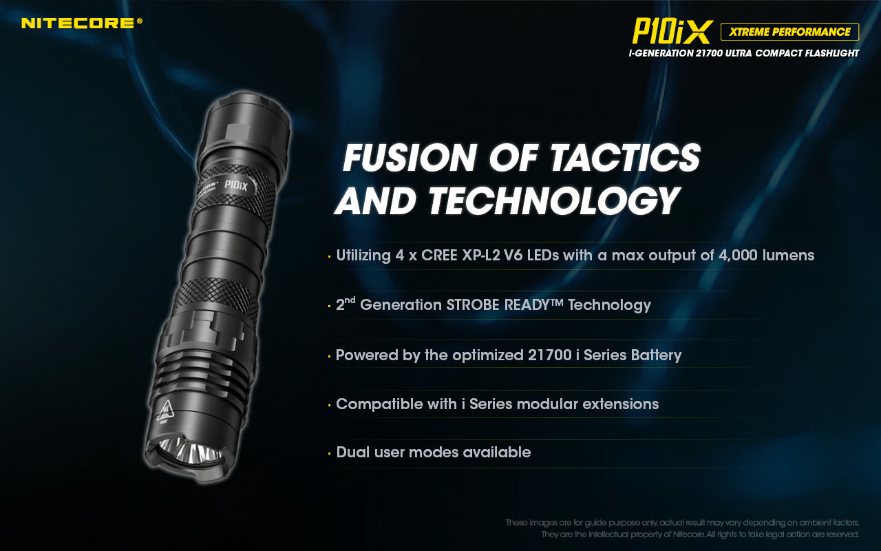 Nitecore P10iX 4000 Lumens - Tactical Flashlight Rechargeable USB-C - STROBE READY™ Gen 2 - Dual Mode