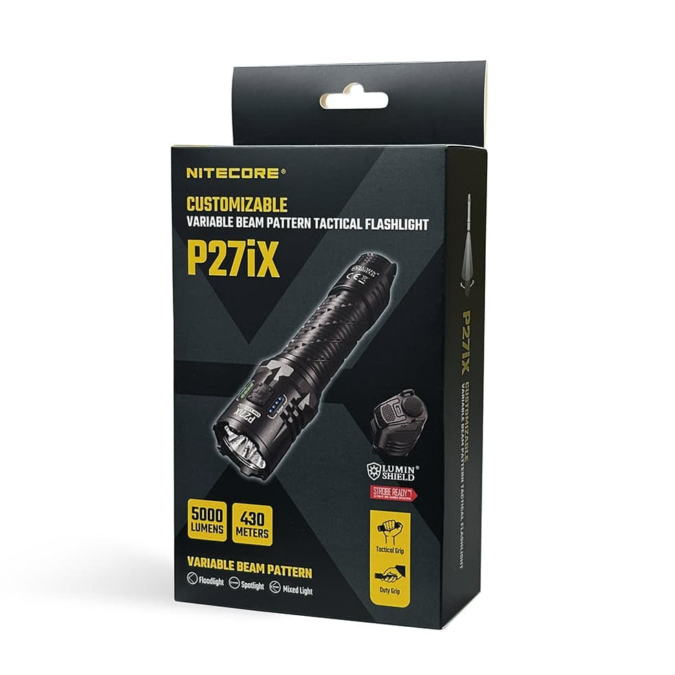 Nitecore P27iX 5000 Lumens - Tactical Flashlight Rechargeable USB-C - Triple Switch Customizable Beam