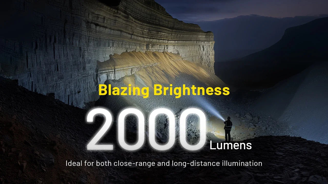 Nitecore P40 2000 Lumens - Long Range LEP Tactical Flashlight Rechargeable USB-C - Dual Beam Spot/Flood