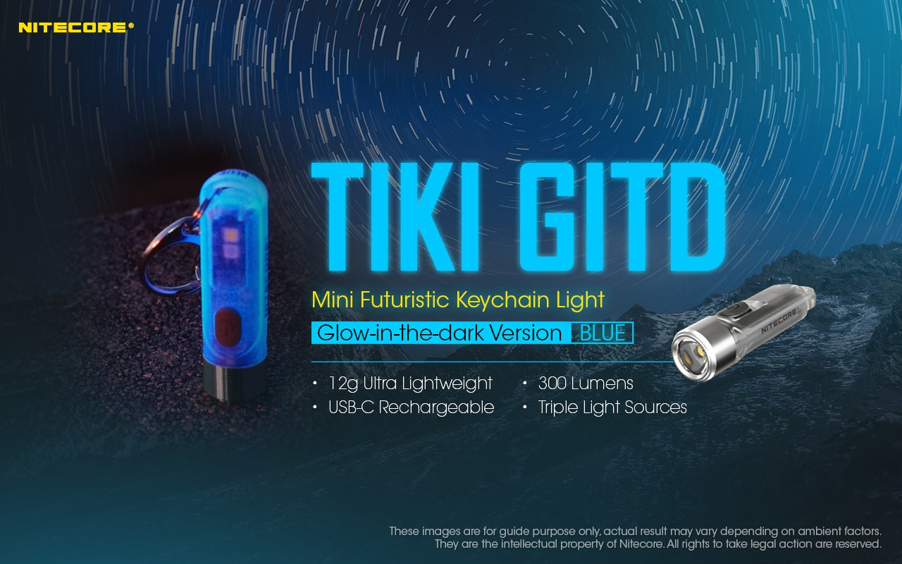 Nitecore TIKI 300 Lumens - EDC Keychain Light USB-C Triple Source UV CRI90