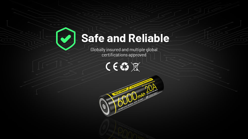 Batterie Nitecore NL2160HPi 6000mAh 21700i Rechargeable - 20A Haute Performance