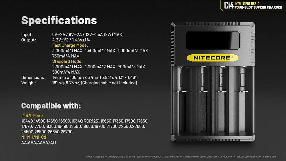 Nitecore Ci4 Universal Intelligent Charger - Four Charging Slots