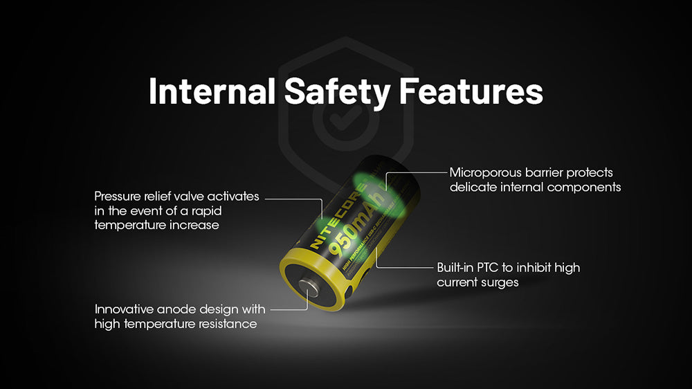 Batterie Nitecore NL169R 950mAh 16340 Rechargeable avec Port USB-C