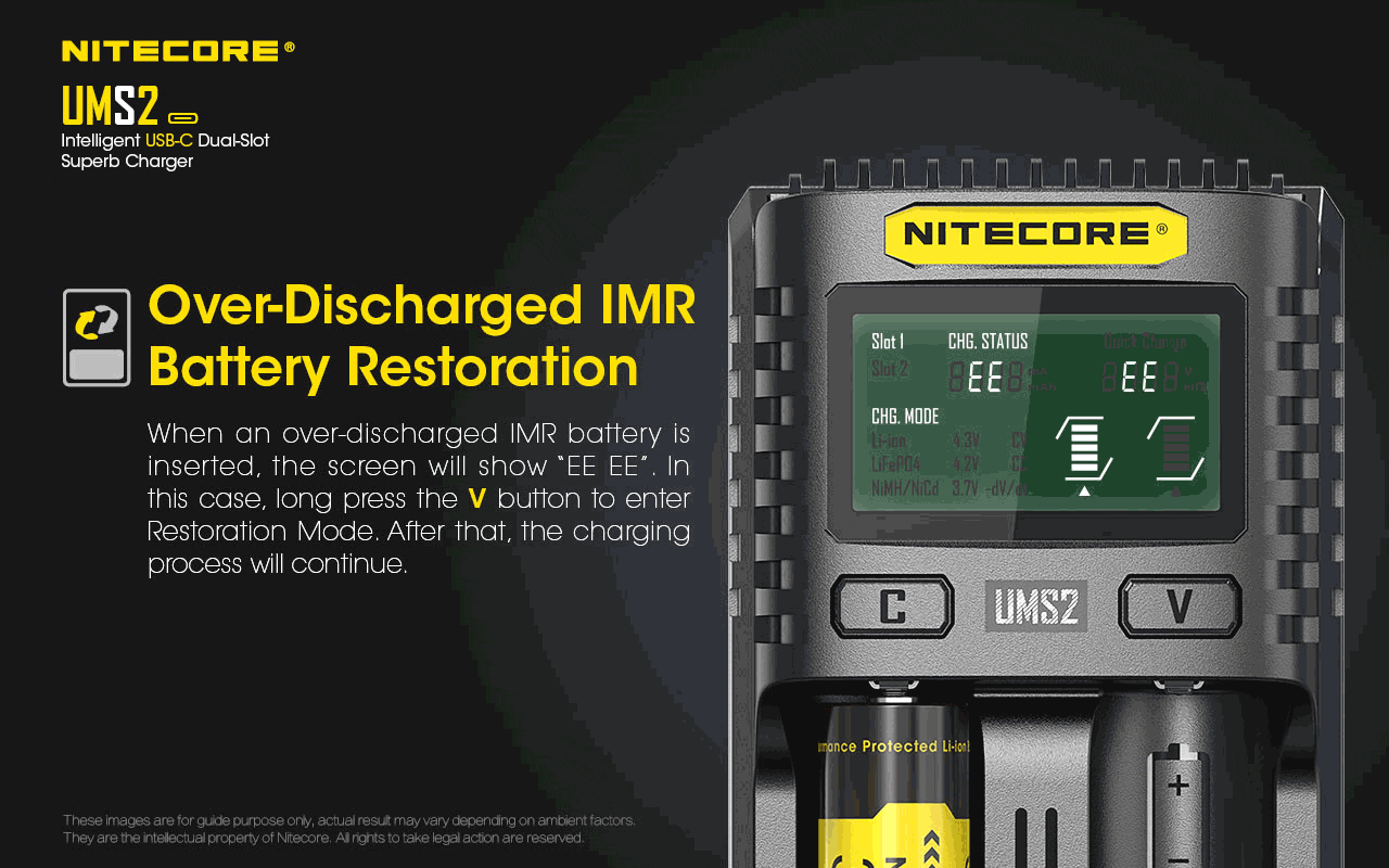 Nitecore UMS2 Universal Intelligent Charger - 2 Slots - 3000mA Max USB