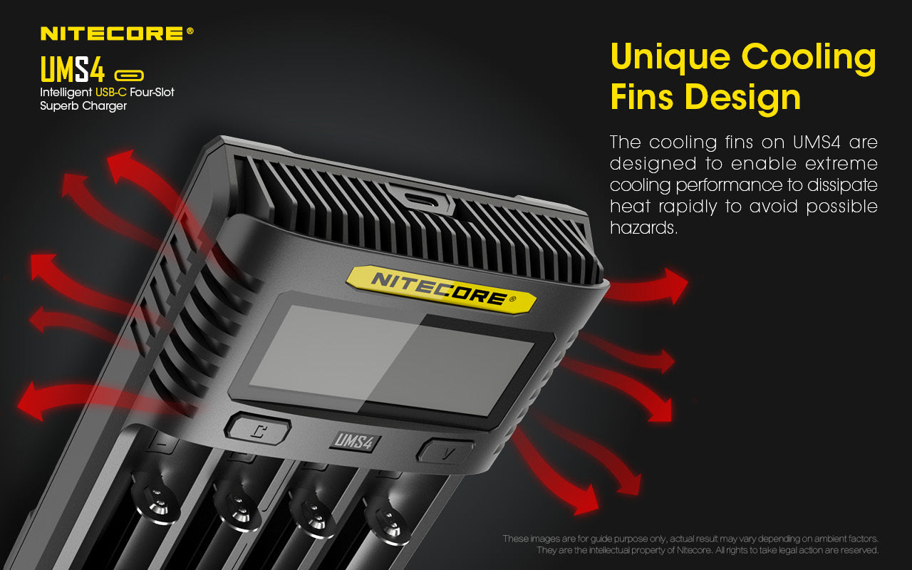 Nitecore UMS4 Universal Intelligent Charger - 4 Slots - 3000mA Max USB