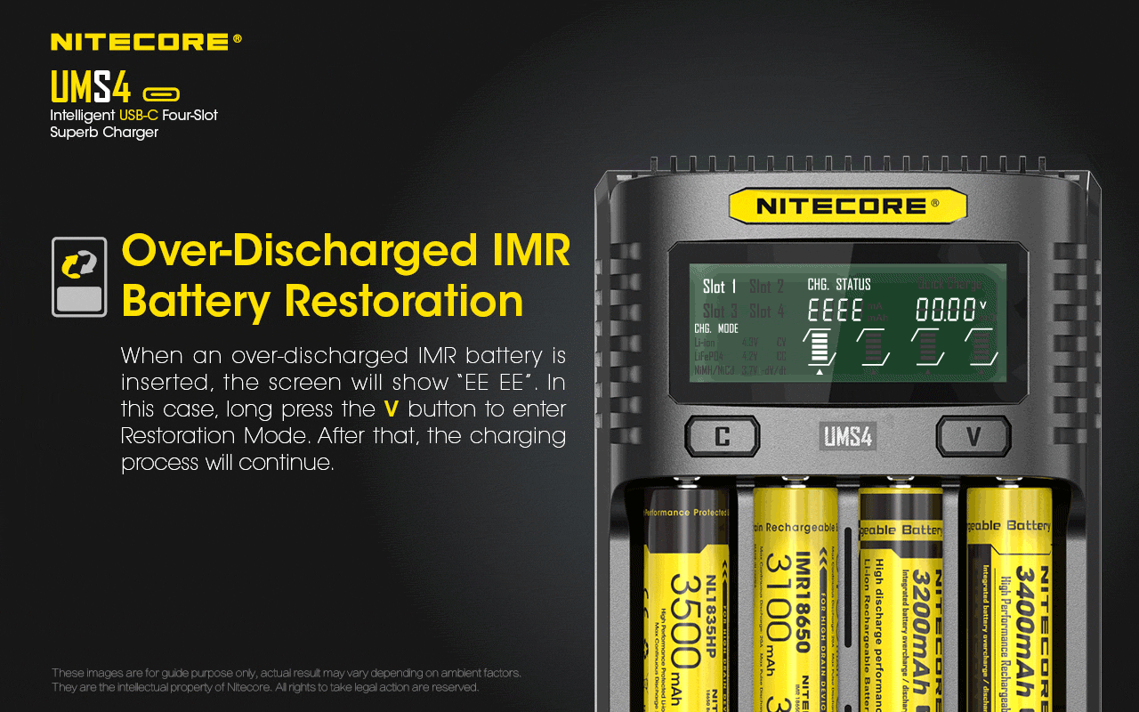 Nitecore UMS4 Universal Intelligent Charger - 4 Slots - 3000mA Max USB