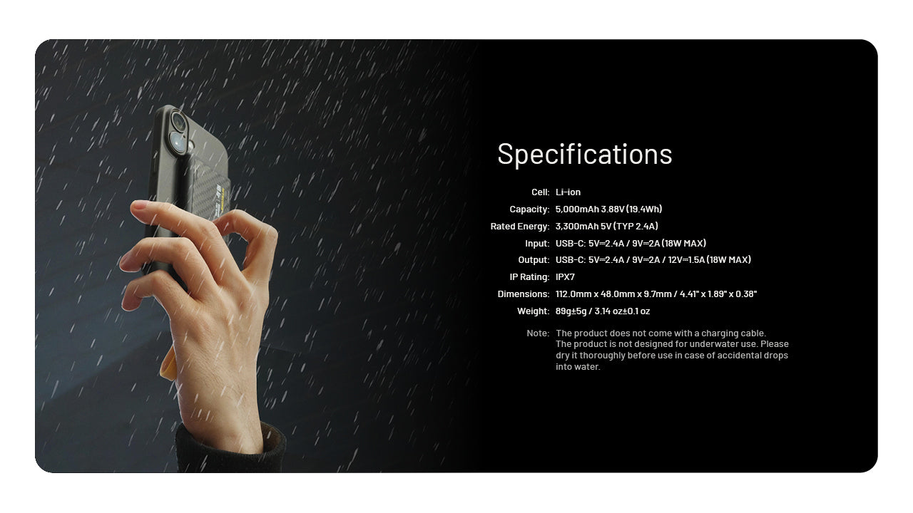 Batterie Externe Nitecore NB Air - 5000mAh - Charge Rapide 18W USB-C